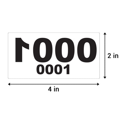 4 x 2 inch Reverse Numbered 1000 to 0001 Stickers (Roll)