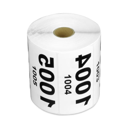 4 x 2 inch Reverse Numbered 2000 to 1001 Stickers (Roll)