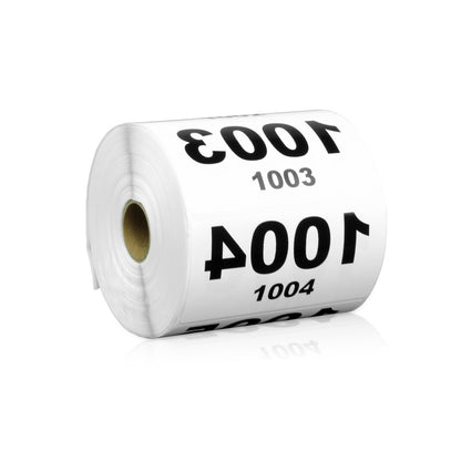 4 x 2 inch Reverse Numbered 2000 to 1001 Stickers (Roll)