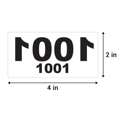 4 x 2 inch Reverse Numbered 2000 to 1001 Stickers (Roll)