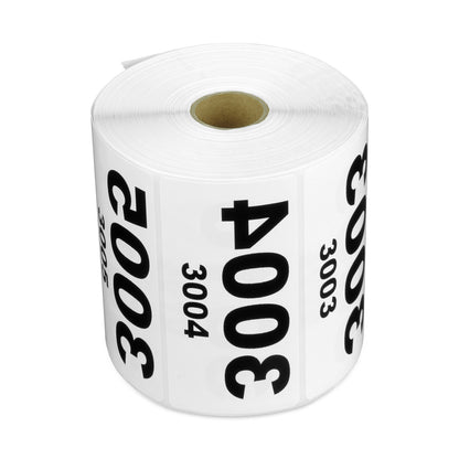4 x 2 inch Reverse Numbered 4000 to 3001 Stickers (Roll)