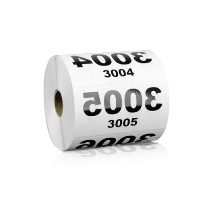 4 x 2 inch Reverse Numbered 4000 to 3001 Stickers (Roll)