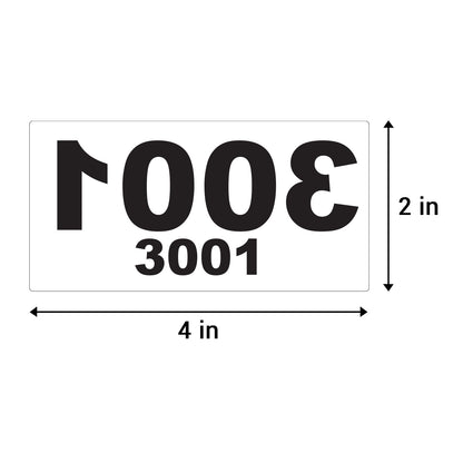 4 x 2 inch Reverse Numbered 4000 to 3001 Stickers (Roll)