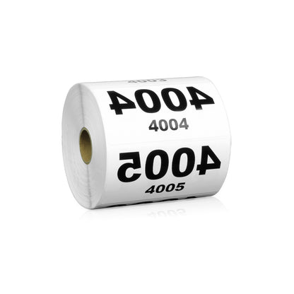 4 x 2 inch Reverse Numbered 5000 to 4001 Stickers (Roll)