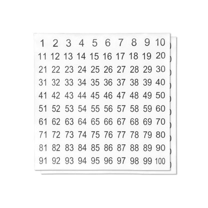 0.5 inch Consecutive Numbers 1 to 100 Stickers (Sheets)