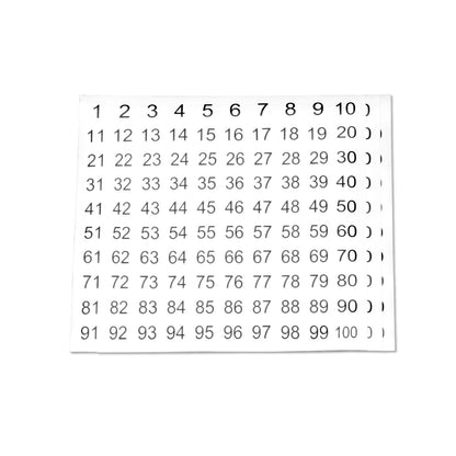 0.5 inch Consecutive Numbers 1 to 100 Stickers (Sheets)