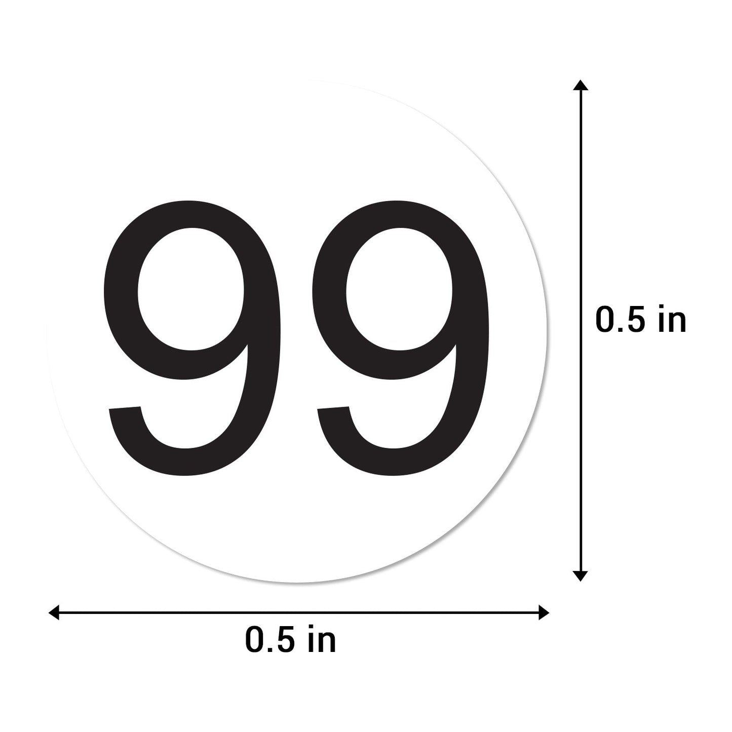 0.5 inch Consecutive Numbers 1 to 100 Stickers (Sheets)