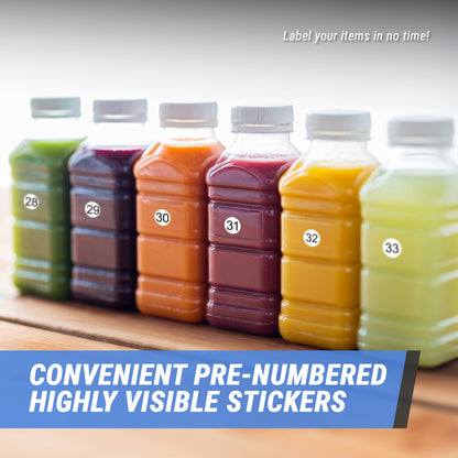0.5 inch Consecutive Numbers 1 to 100 Stickers (Sheets)