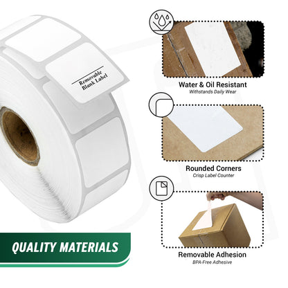 1 x 3in Blank Label: Direct Thermal Permanent Adhesive (1 inch Core)