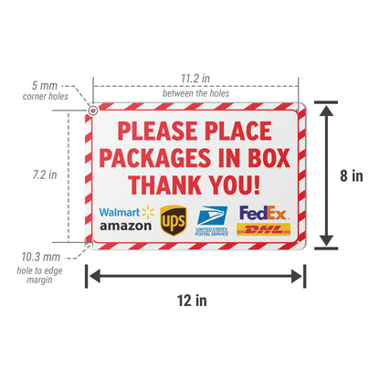 12 x 8in Delivery Sign: Please Place Packages in Box