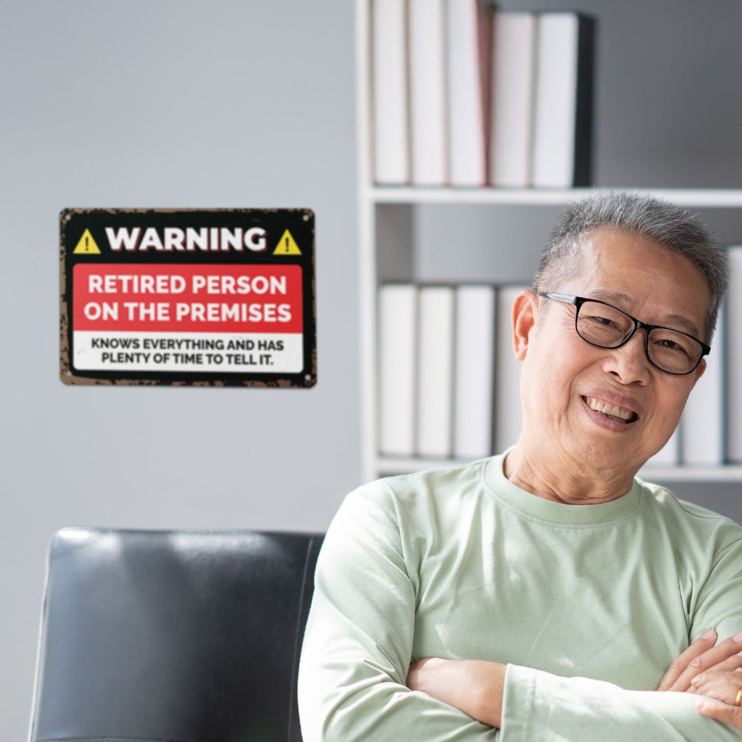 12 x 8in Aluminum Sign: Retired Person on Premises Warning