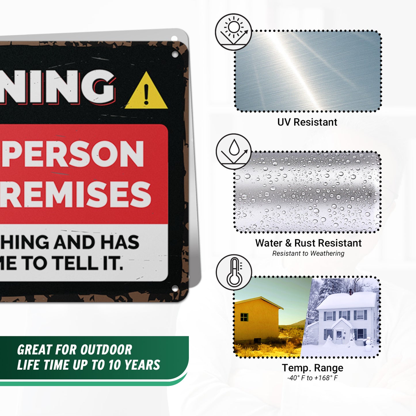 12 x 8in Aluminum Sign: Retired Person on Premises Warning