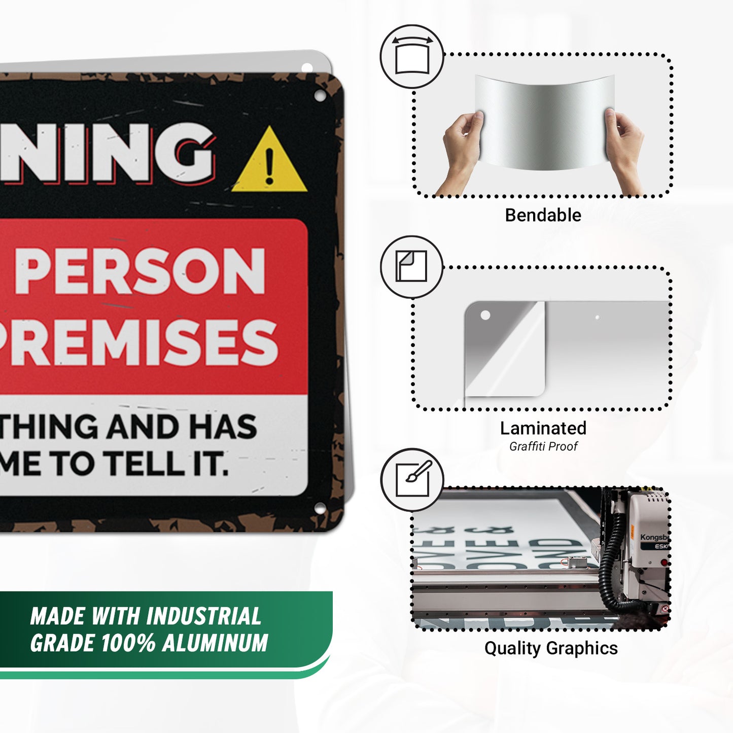 12 x 8in Aluminum Sign: Retired Person on Premises Warning