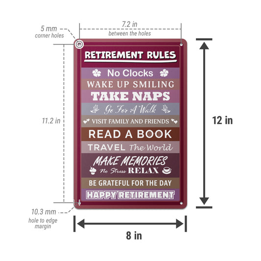 8 x 12in Aluminum Sign: Retirement Rules