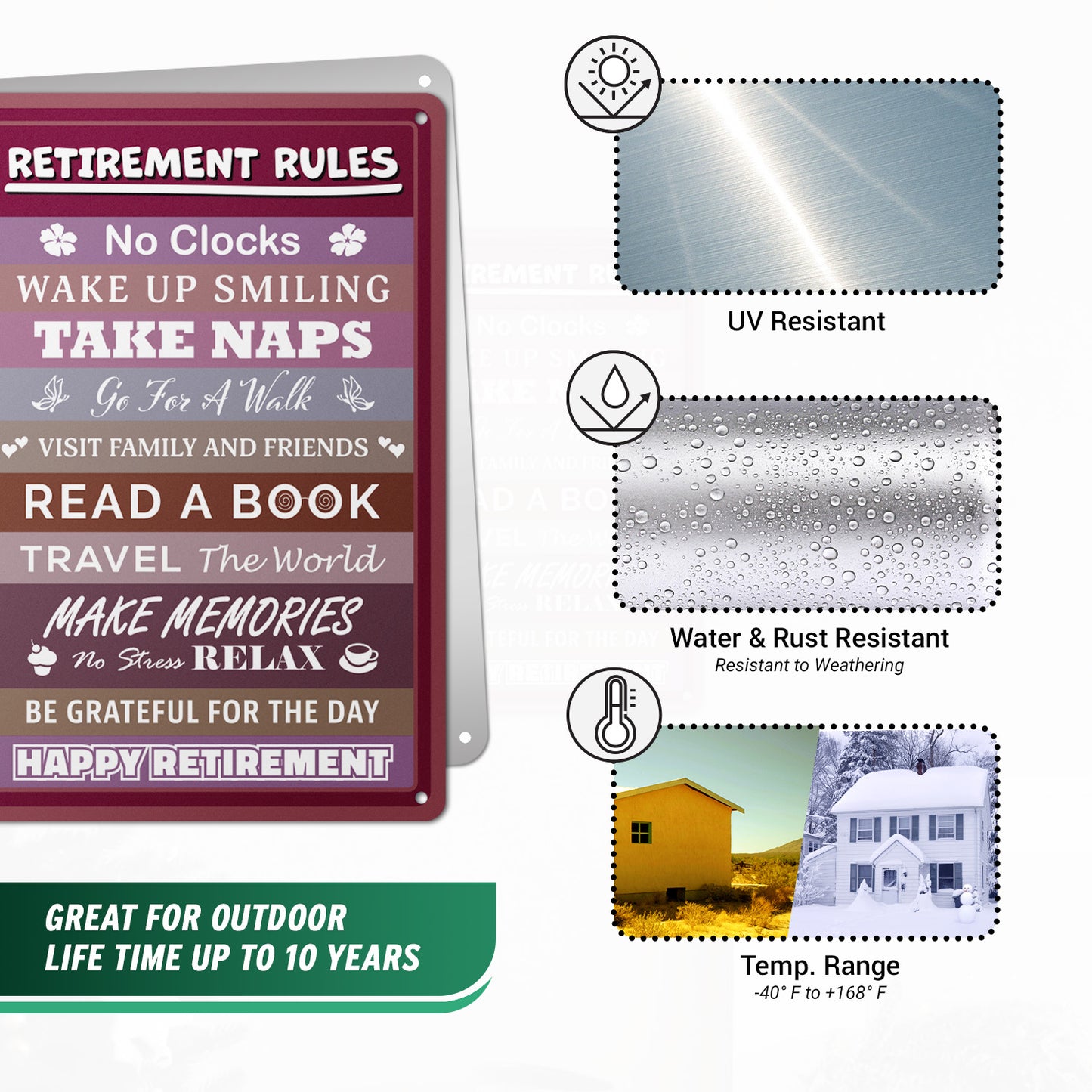 8 x 12in Aluminum Sign: Retirement Rules