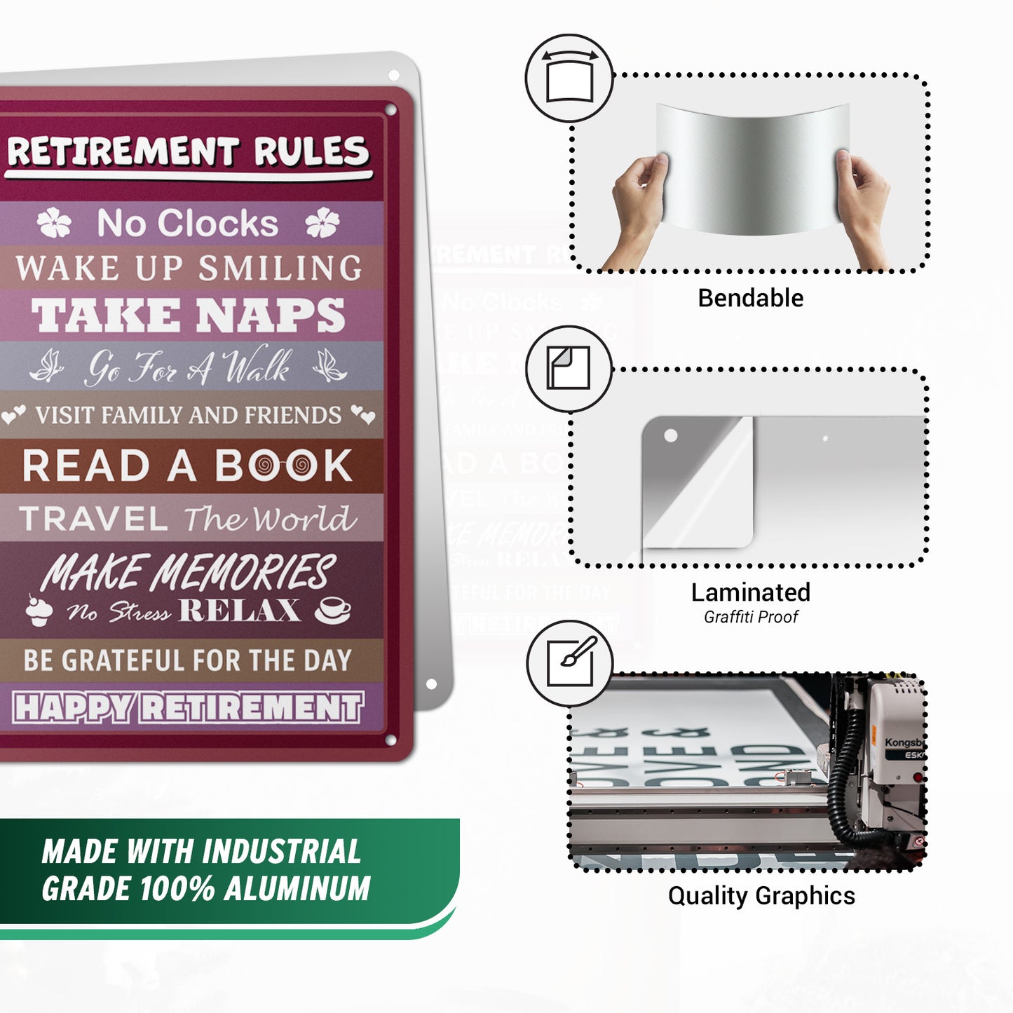 8 x 12in Aluminum Sign: Retirement Rules