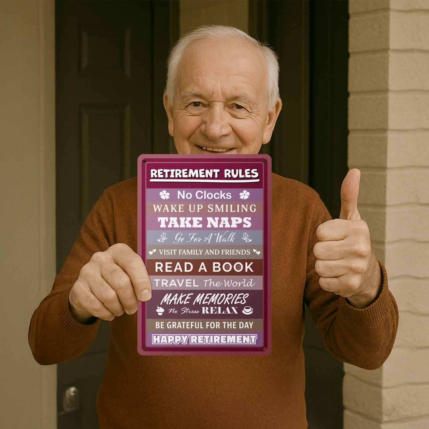 8 x 12in Aluminum Sign: Retirement Rules