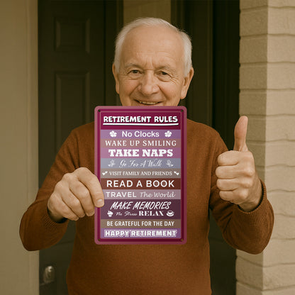 8 x 12in Aluminum Sign: Retirement Rules