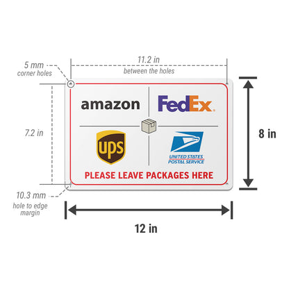 12 x 8in Delivery & Mail Sign: Please Leave Packages Here