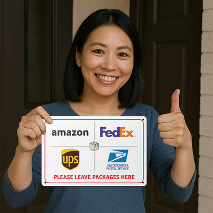 12 x 8in Delivery & Mail Sign: Please Leave Packages Here