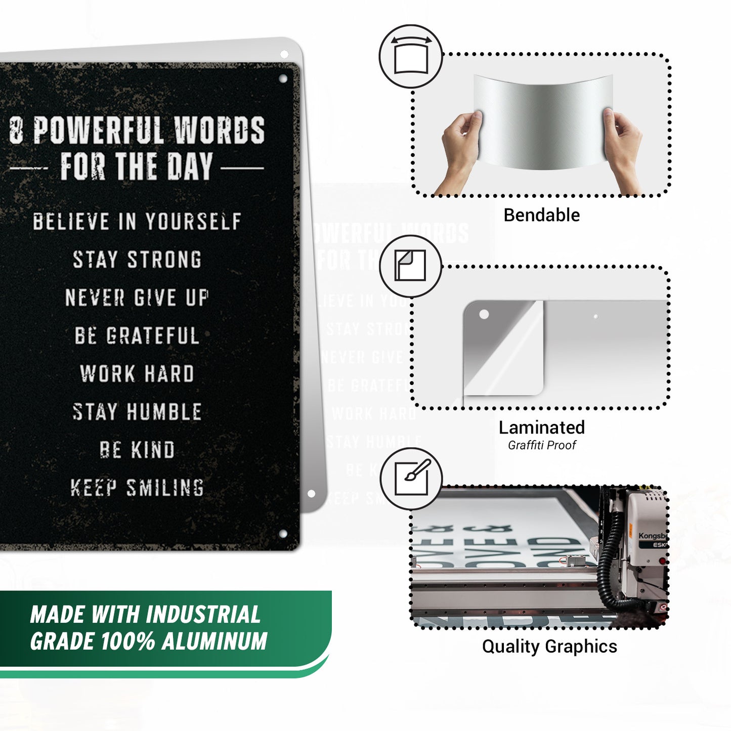 8 x 12in Motivational Sign: 8 Powerful Words for the Day