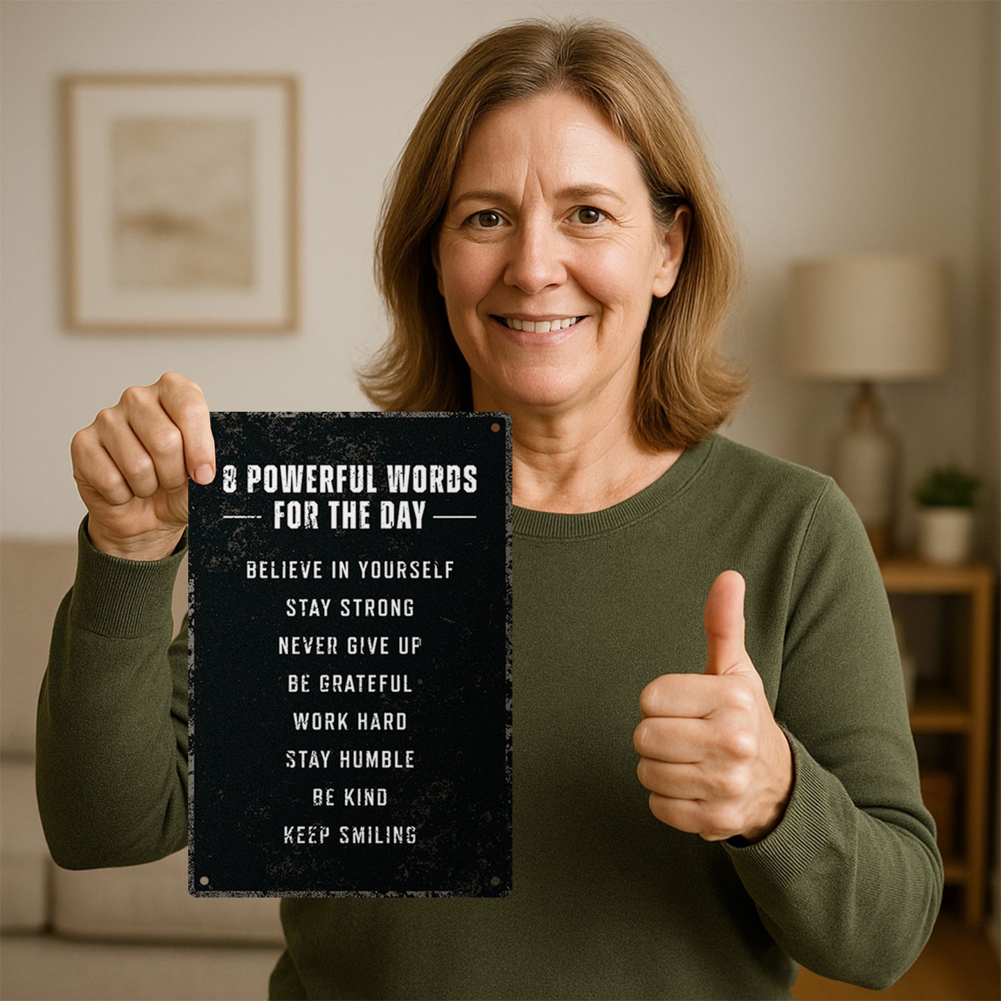 8 x 12in Motivational Sign: 8 Powerful Words for the Day