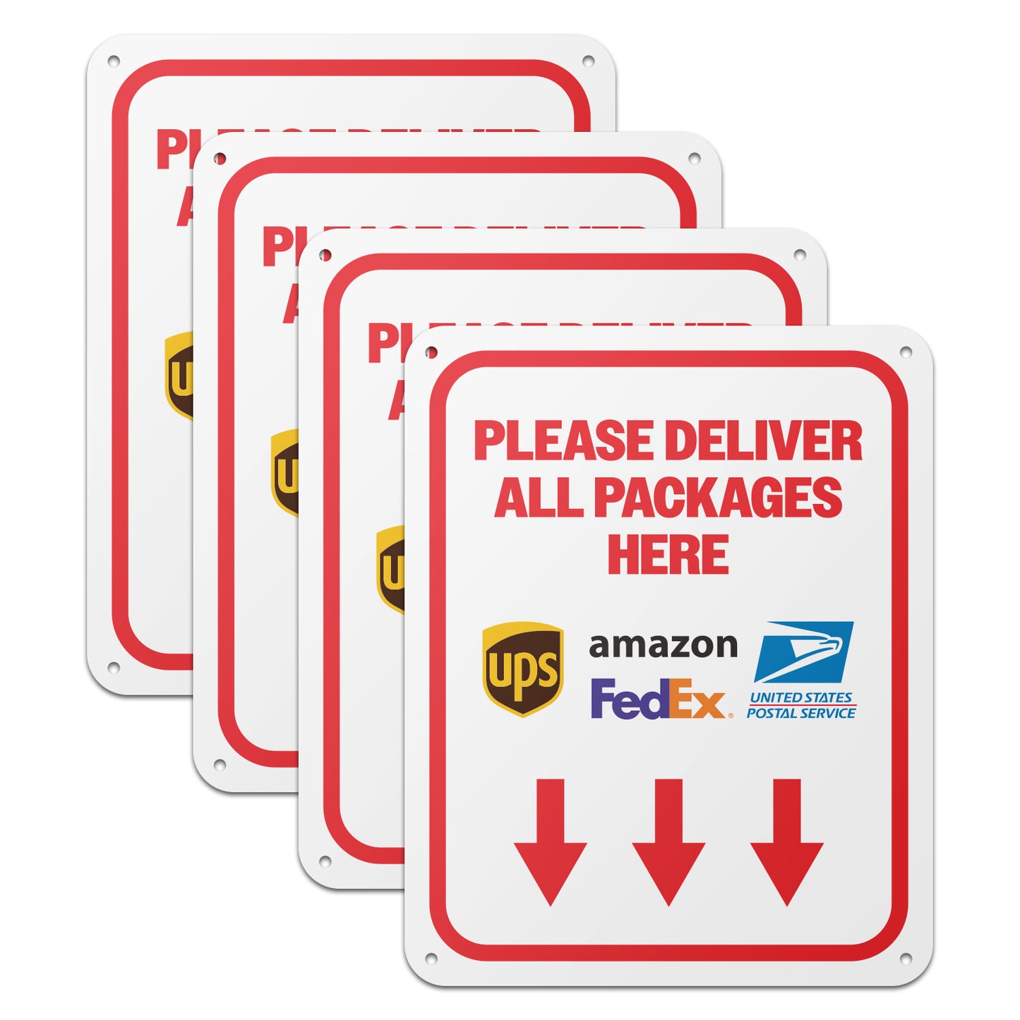 8 x 10in Mail Sign: Please Deliver All Packages Here (Down Arrow)