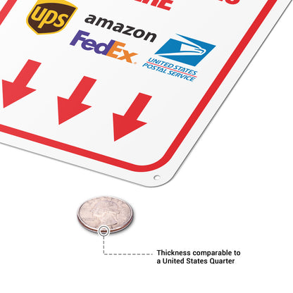 8 x 10in Mail Sign: Please Deliver All Packages Here (Down Arrow)