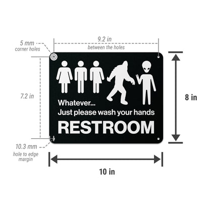 10 x 8in Restroom Sign: Just Please Wash Your Hands