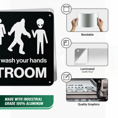 10 x 8in Restroom Sign: Just Please Wash Your Hands