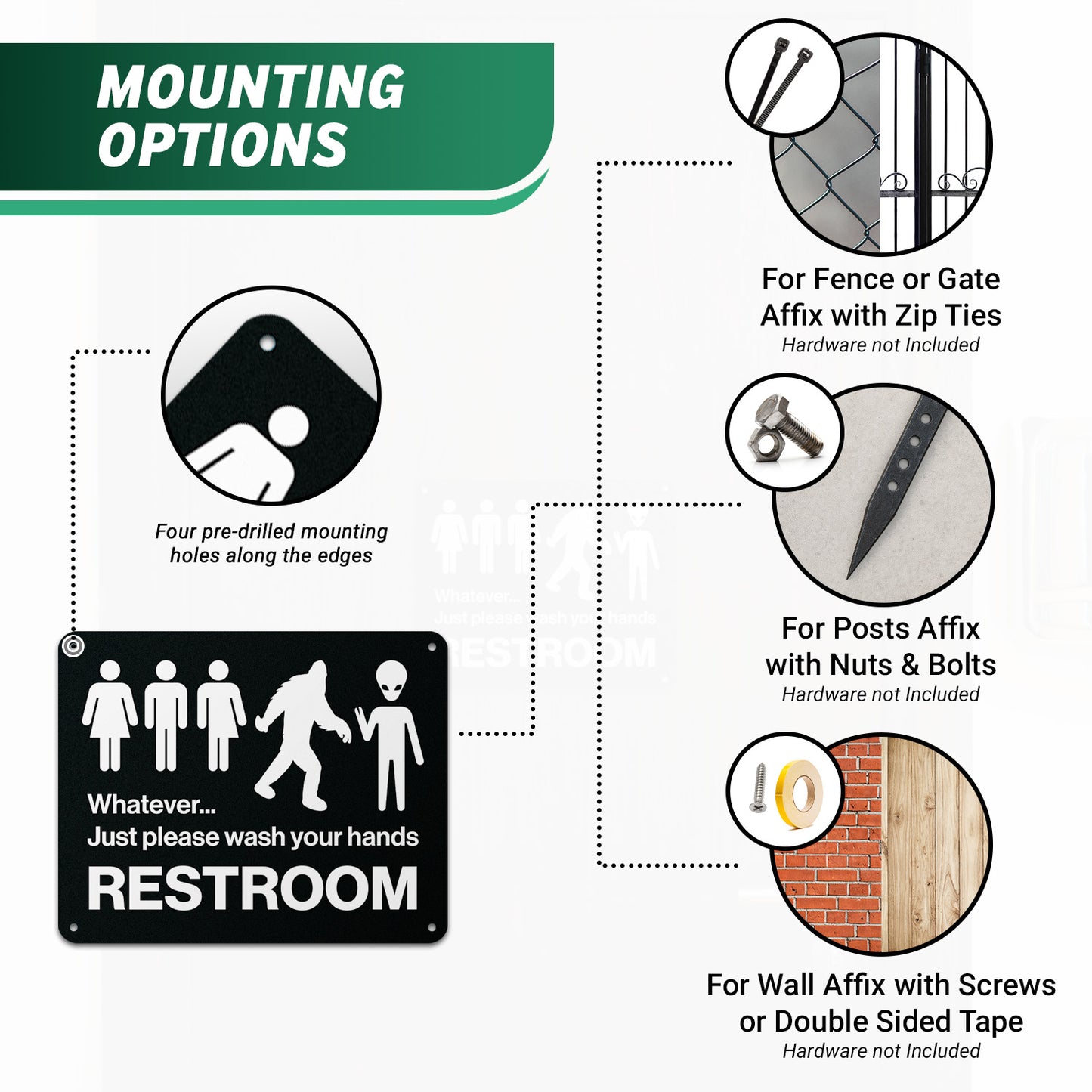 10 x 8in Restroom Sign: Just Please Wash Your Hands