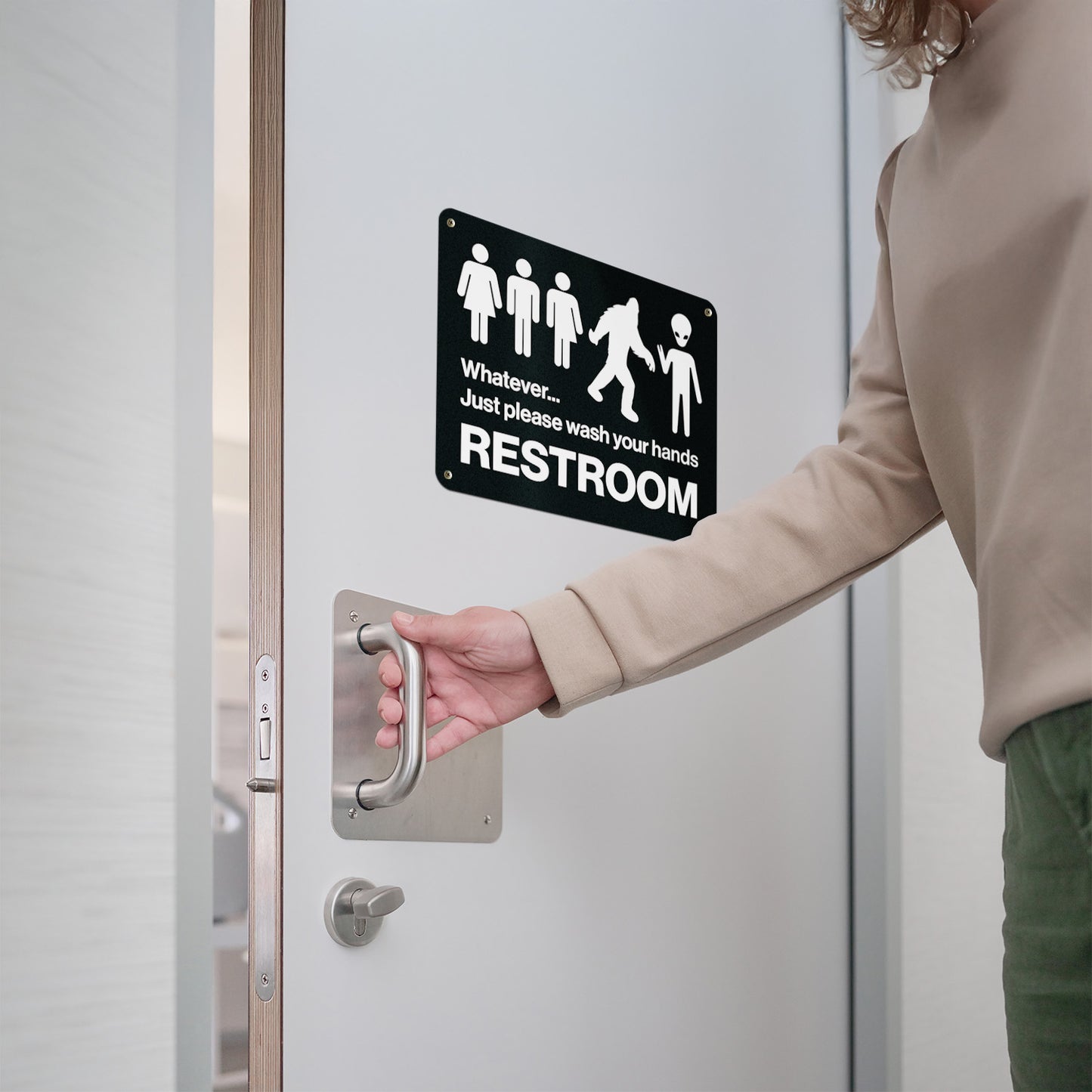 10 x 8in Restroom Sign: Just Please Wash Your Hands