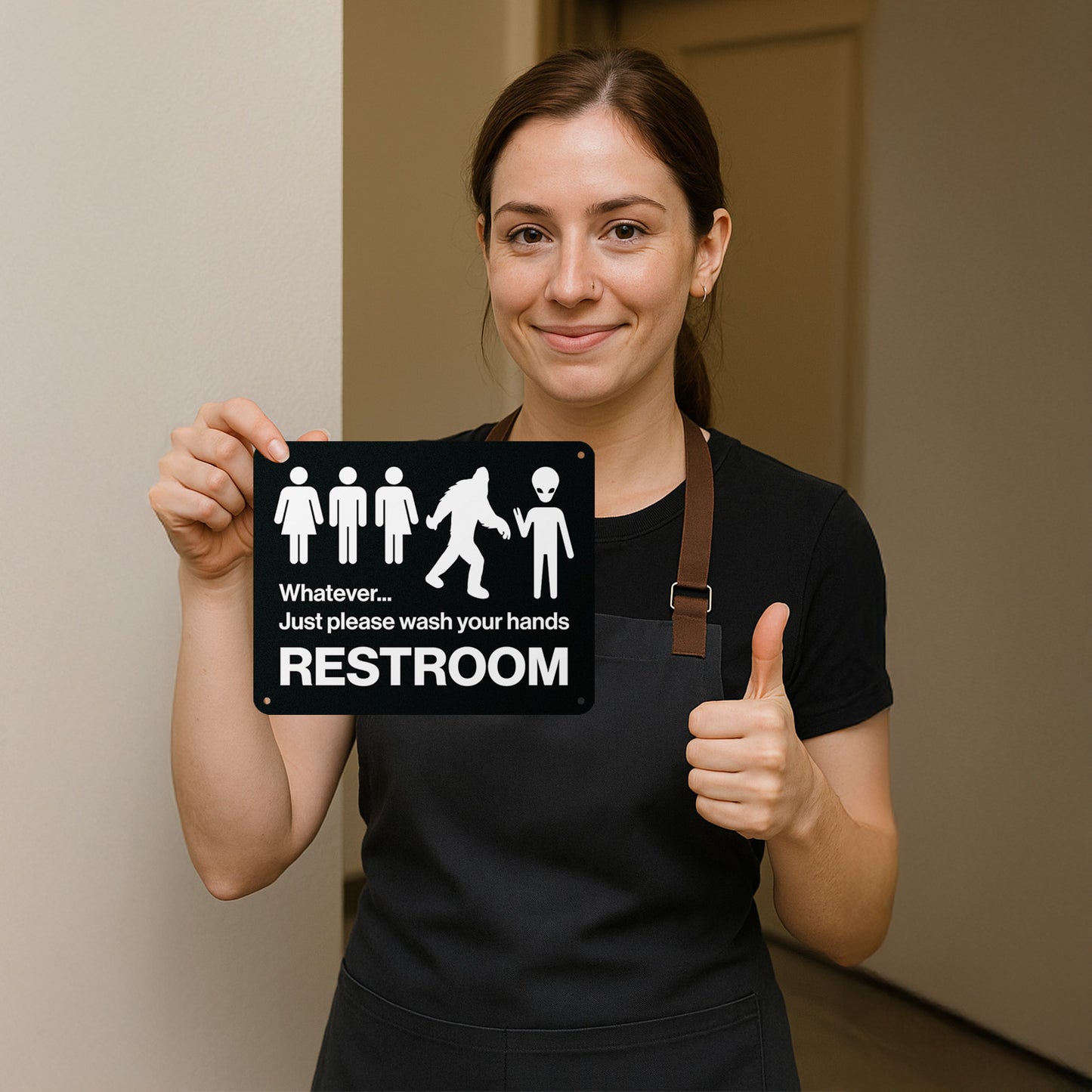 10 x 8in Restroom Sign: Just Please Wash Your Hands