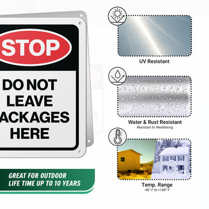 8 x 10in Delivery Sign: Stop! Do Not Leave Packages Here