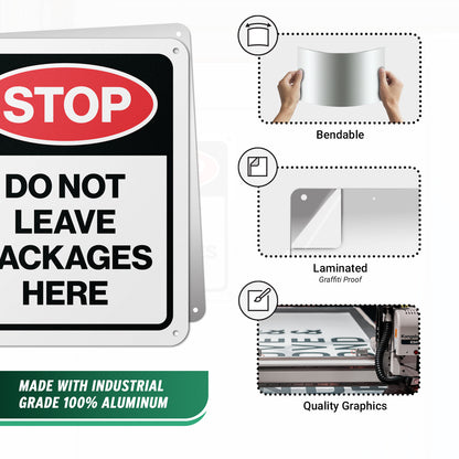 8 x 10in Delivery Sign: Stop! Do Not Leave Packages Here