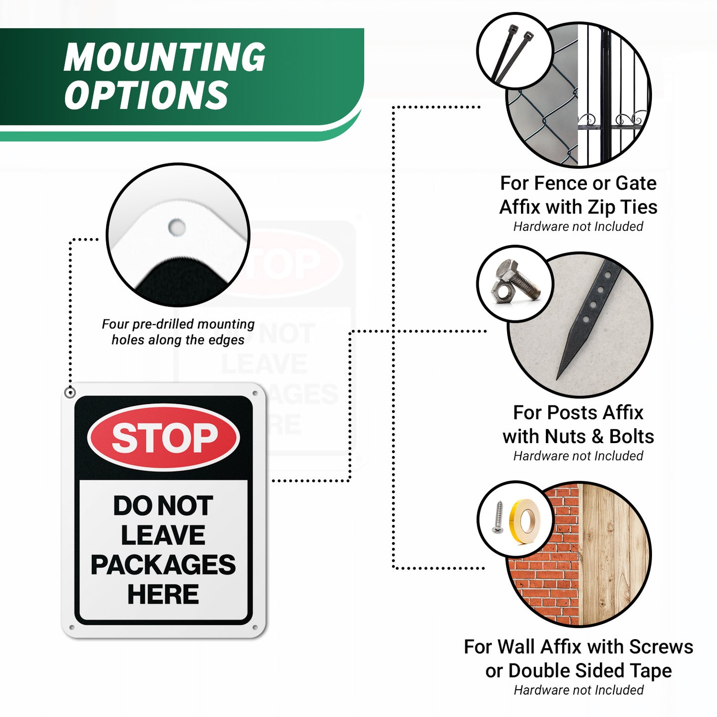 8 x 10in Delivery Sign: Stop! Do Not Leave Packages Here