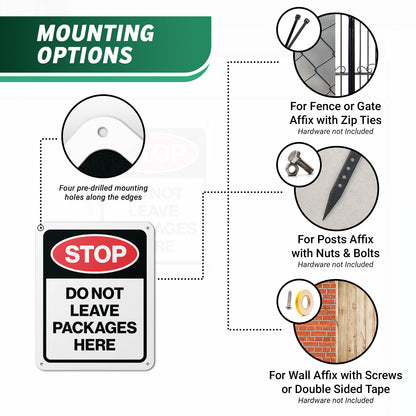 8 x 10in Delivery Sign: Stop! Do Not Leave Packages Here