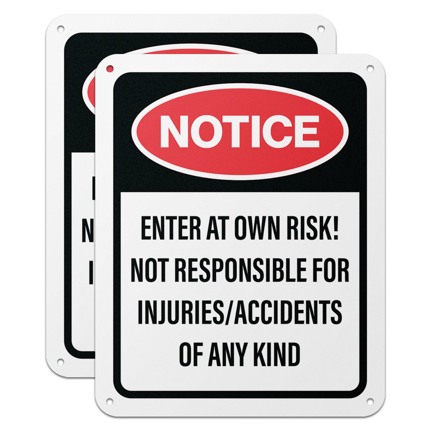 8 x 10in Trespassing Warning Sign: Notice! Enter At Your Own Risk