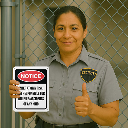 8 x 10in Trespassing Warning Sign: Notice! Enter At Your Own Risk