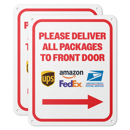 8 x 10in Mail Sign:  Please Deliver All Packages to Front Door