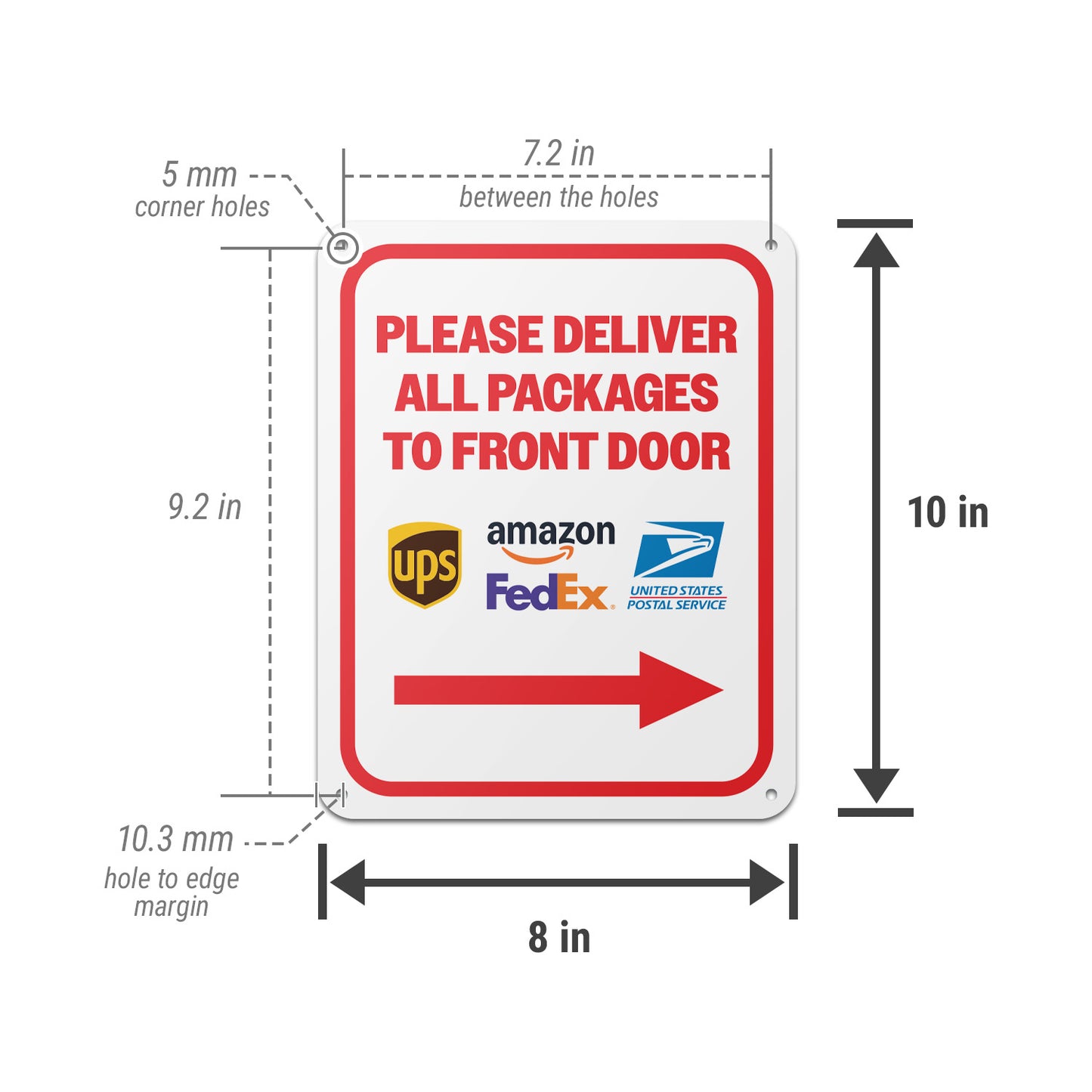 8 x 10in Mail Sign:  Please Deliver All Packages to Front Door