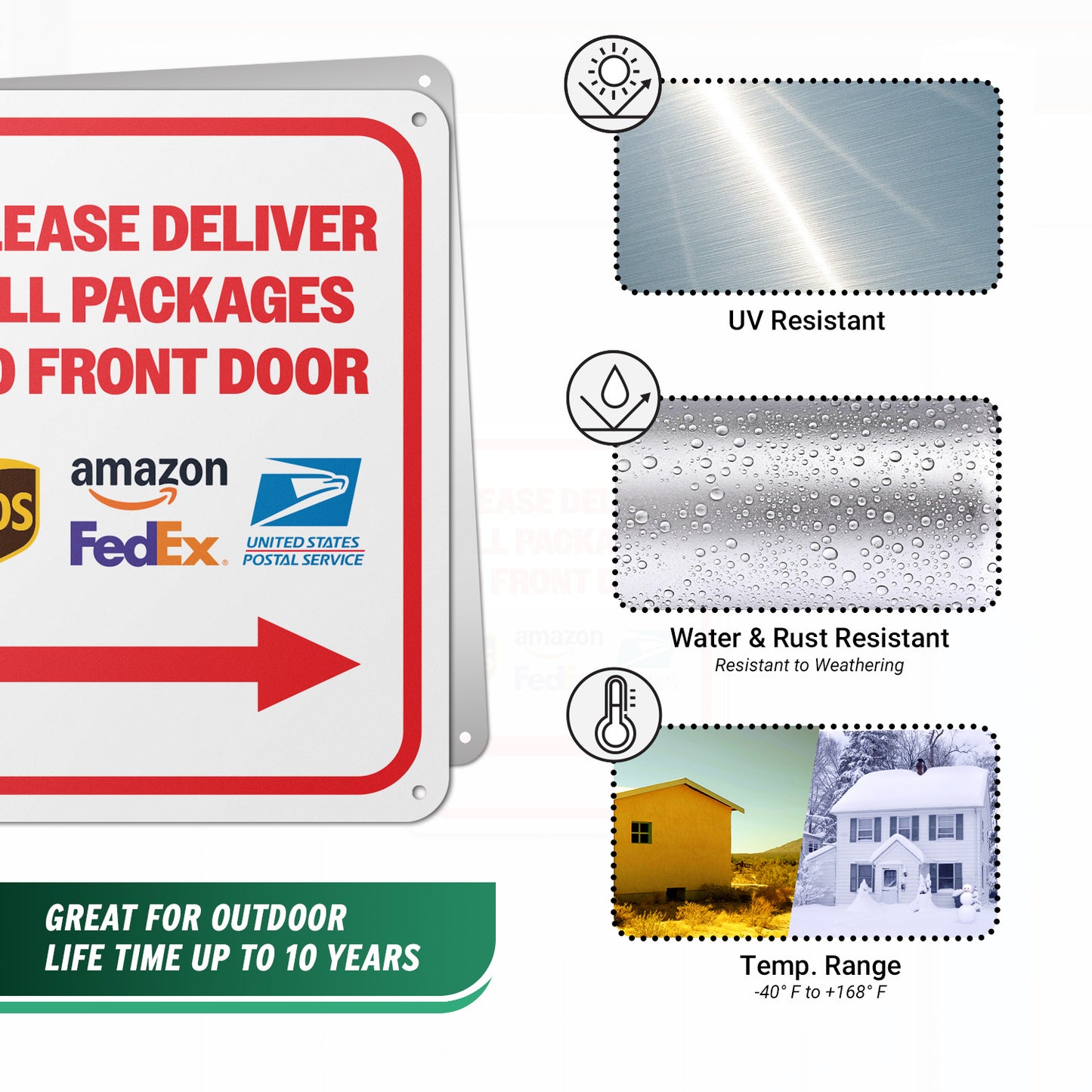 8 x 10in Mail Sign:  Please Deliver All Packages to Front Door