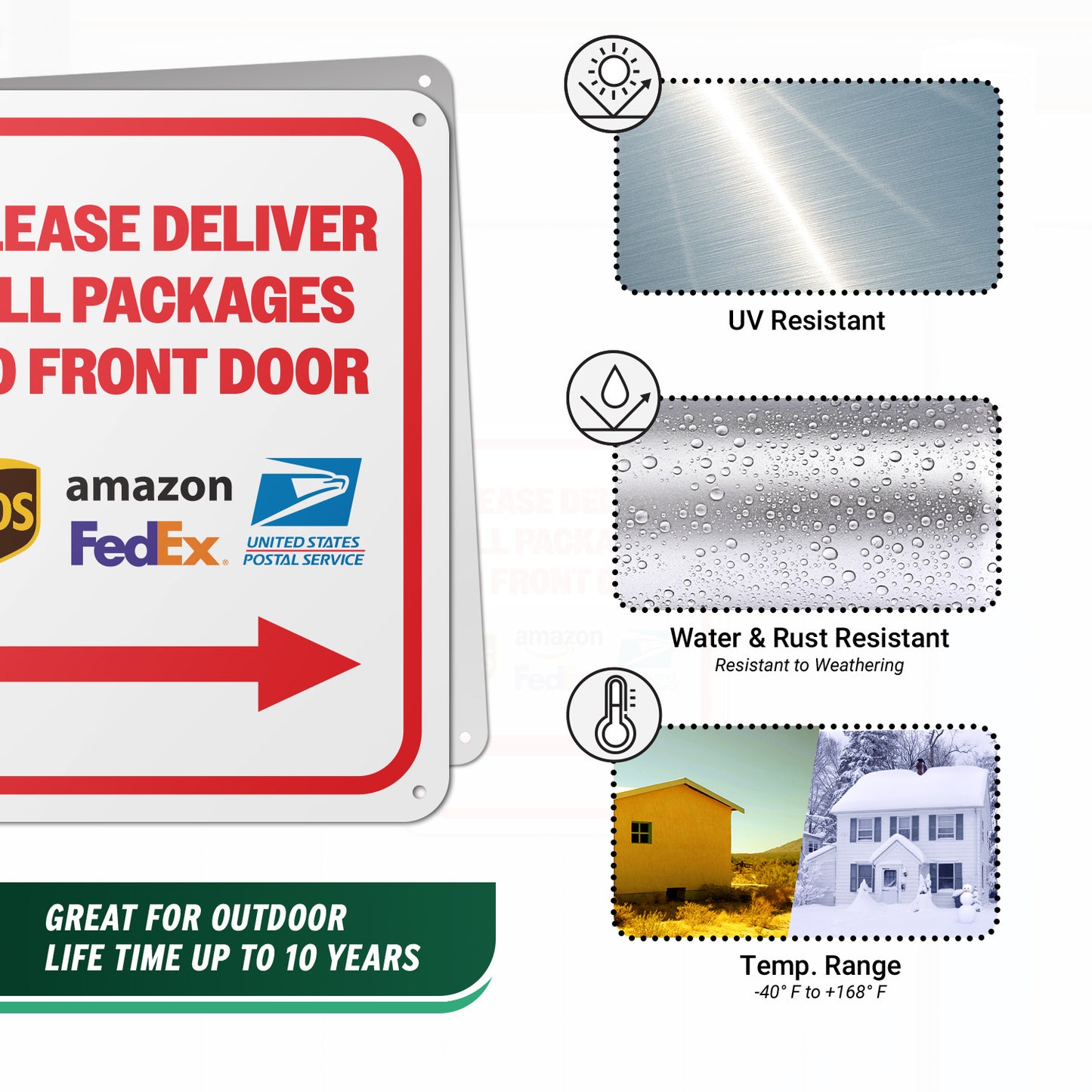 8 x 10in Mail Sign:  Please Deliver All Packages to Front Door