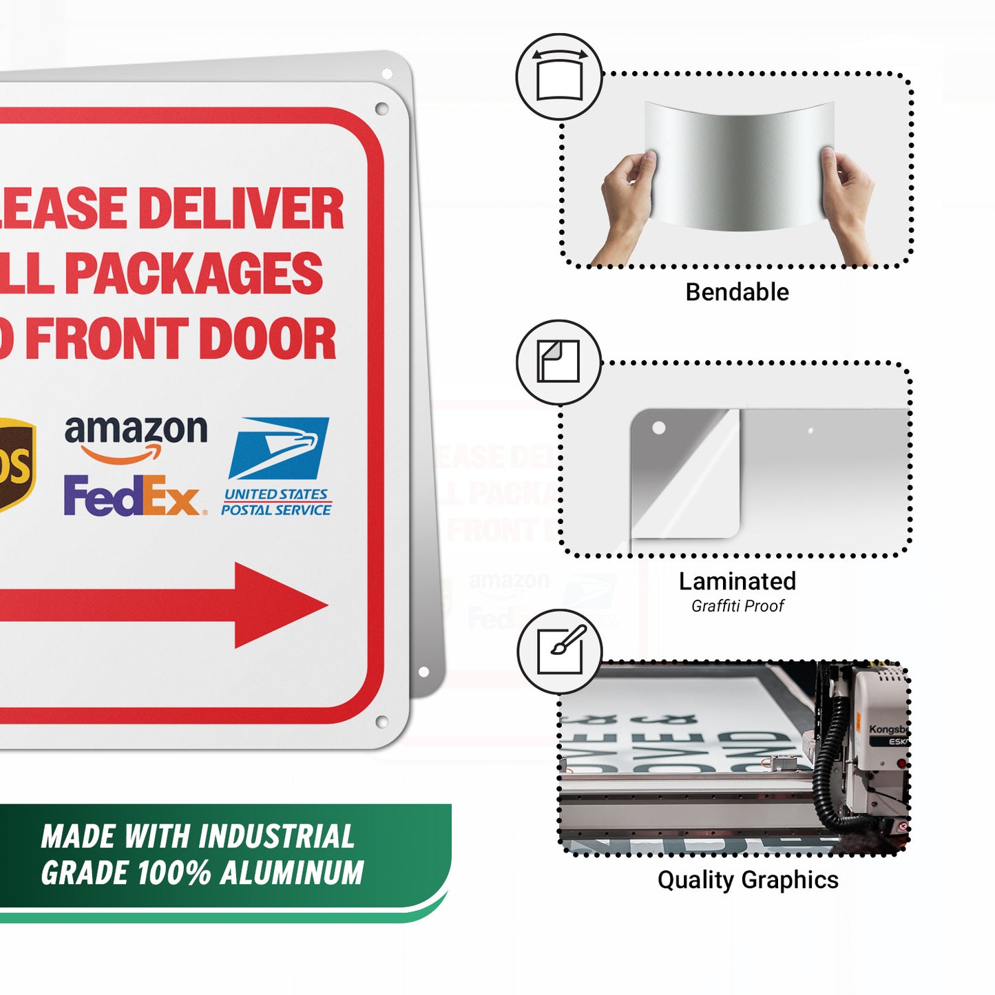 8 x 10in Mail Sign:  Please Deliver All Packages to Front Door