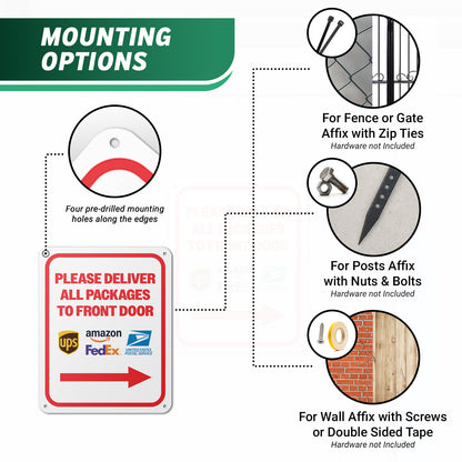 8 x 10in Mail Sign:  Please Deliver All Packages to Front Door