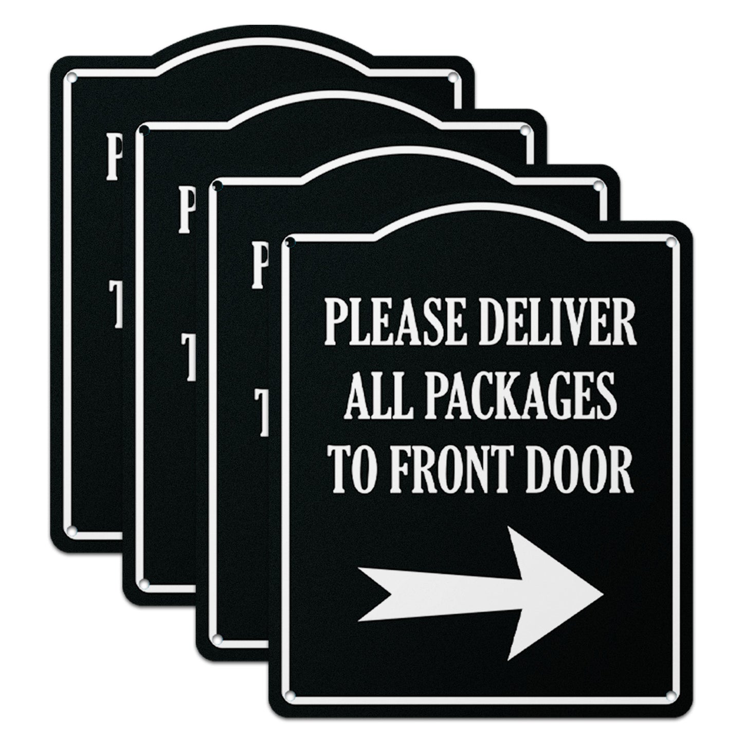 8 x 10in Mail Sign: Please Deliver All Packages to Front Door (Right Arrow)