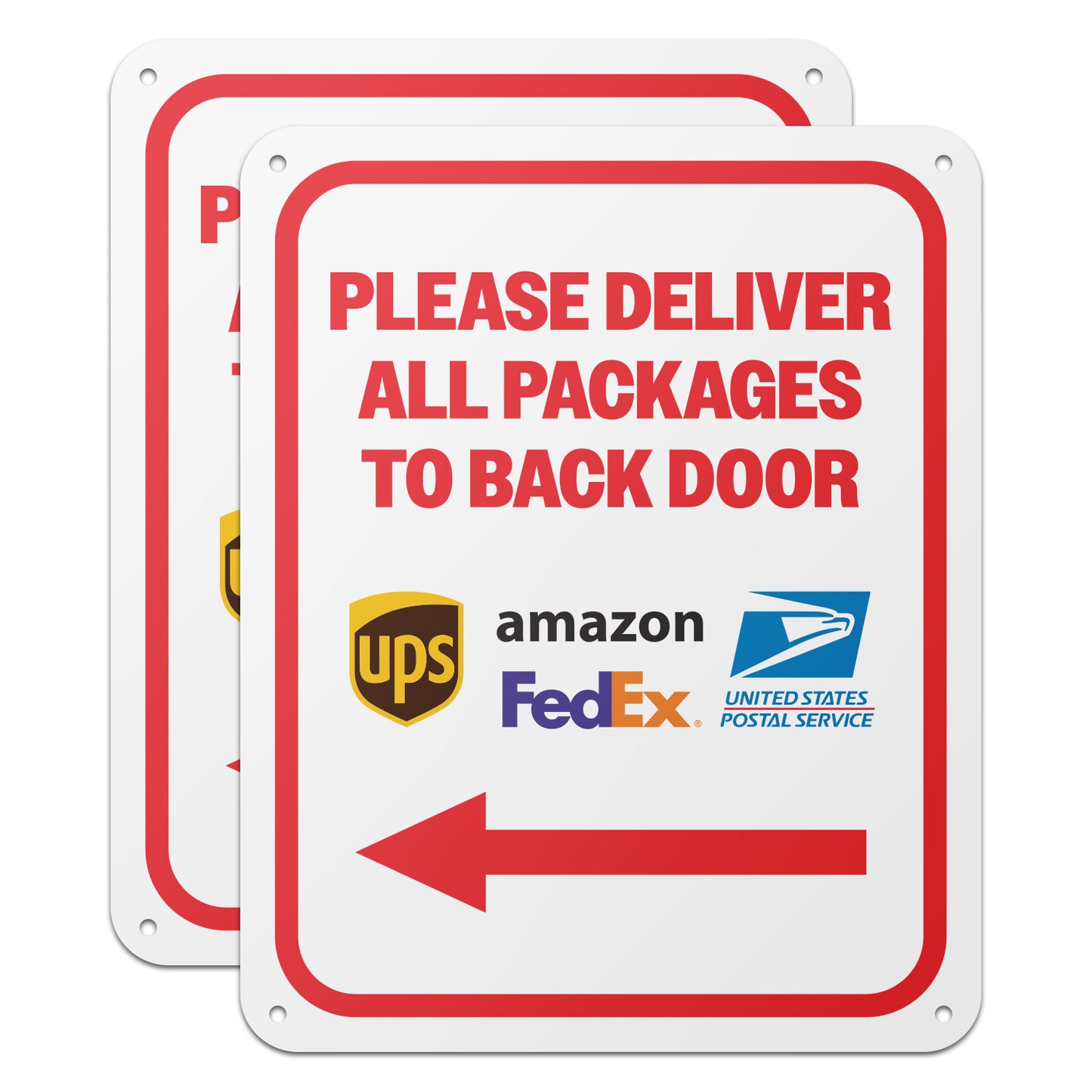8 x 10in Mail Sign: Please Deliver All Packages to Back Door