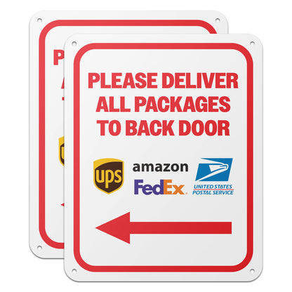 8 x 10in Mail Sign: Please Deliver All Packages to Back Door