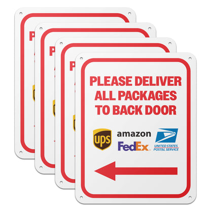 8 x 10in Mail Sign: Please Deliver All Packages to Back Door