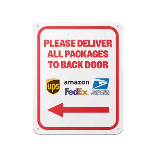 8 x 10in Mail Sign: Please Deliver All Packages to Back Door